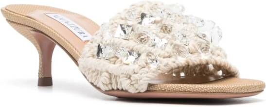 Aquazzura Crystal Cote 50 muiltjes Beige