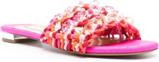 Aquazzura Crystal Cote slippers Roze