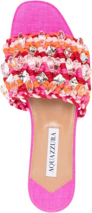 Aquazzura Crystal Cote slippers Roze