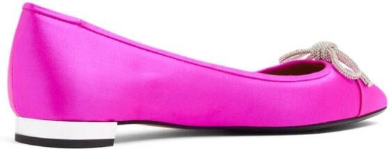 Aquazzura crystal-embellished round-toe ballerina shoes Roze