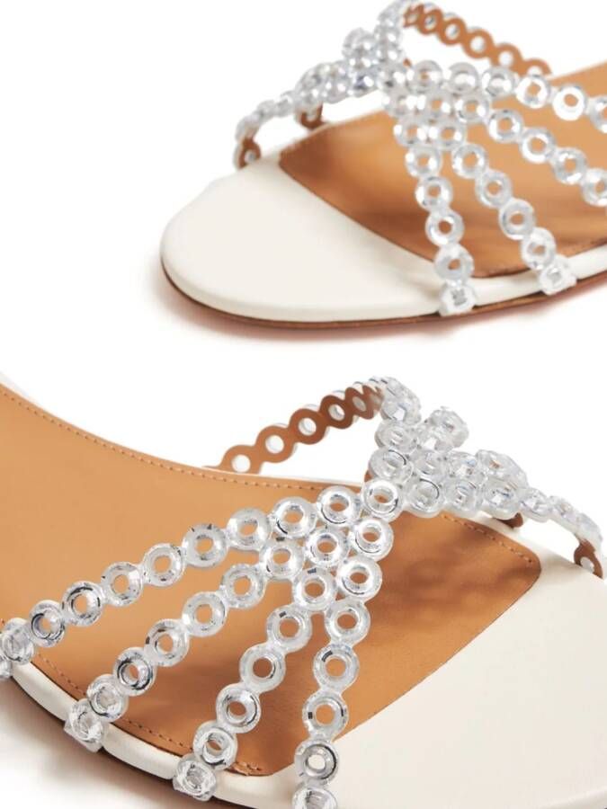 Aquazzura Leren slippers met ringlets Zilver