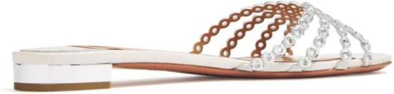 Aquazzura Leren slippers met ringlets Zilver