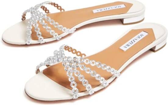 Aquazzura Leren slippers met ringlets Zilver