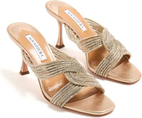 Aquazzura Gatsby 75 mm muiltjes verfraaid met kristallen Beige