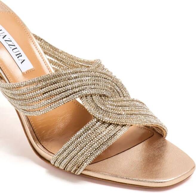 Aquazzura Gatsby 75 mm muiltjes verfraaid met kristallen Beige