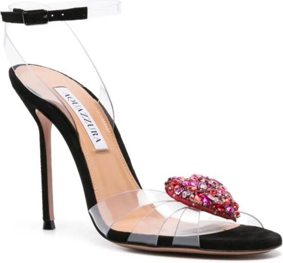 Aquazzura Love Me 115mm pumps met kristallen hart Zwart