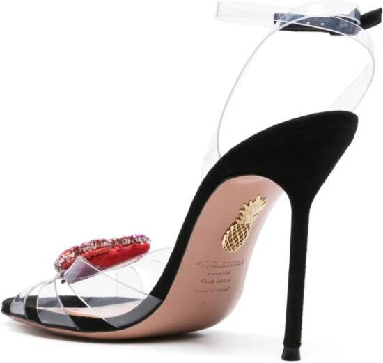 Aquazzura Love Me 115mm pumps met kristallen hart Zwart