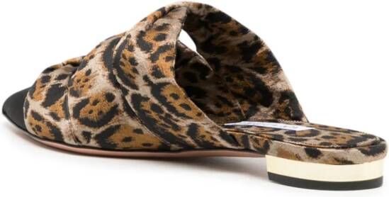Aquazzura Muiltjes met luipaardprint Bruin