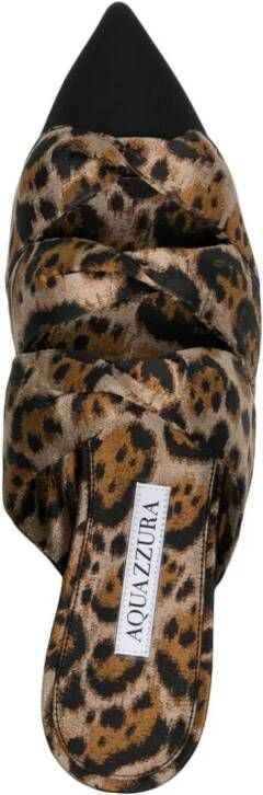 Aquazzura Muiltjes met luipaardprint Bruin