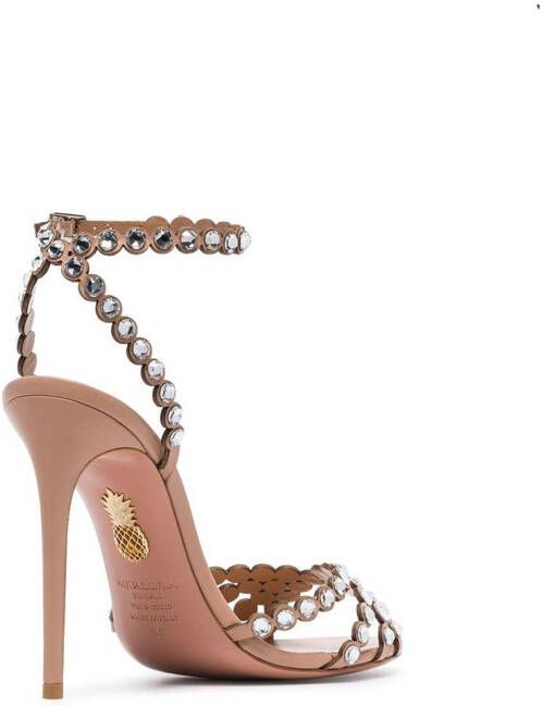 Aquazzura roze suede Tequila 105 hoge hakken verfraaid met kristallen