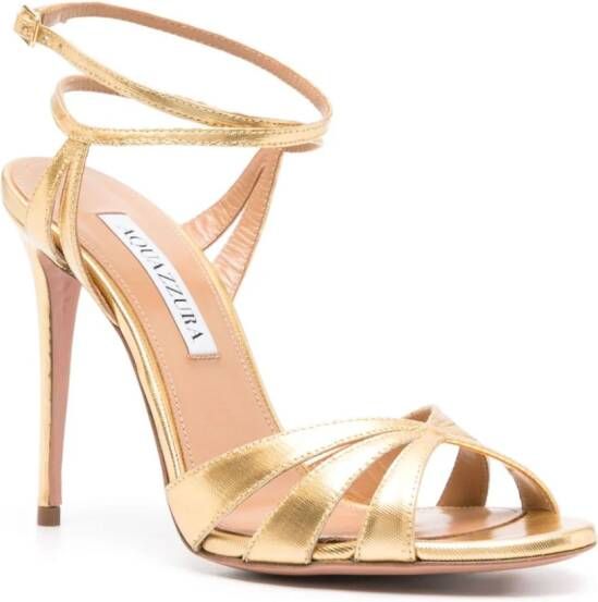 Aquazzura Siren 105mm leren sandalen Goud