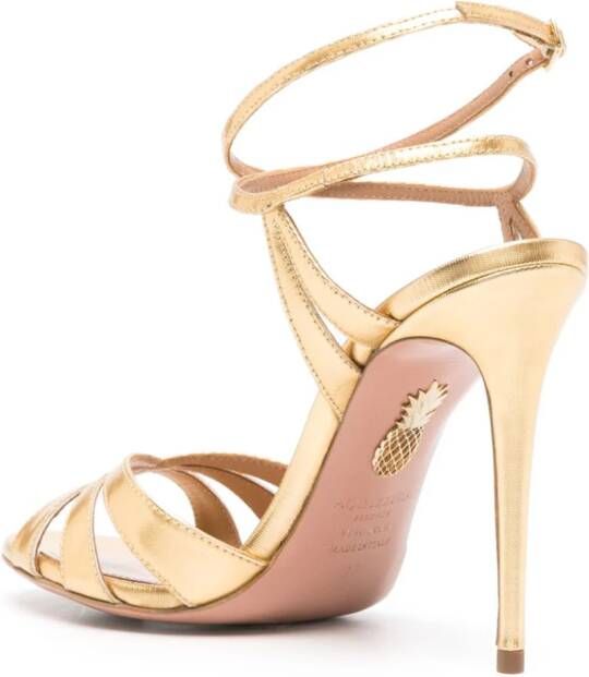 Aquazzura Siren 105mm leren sandalen Goud