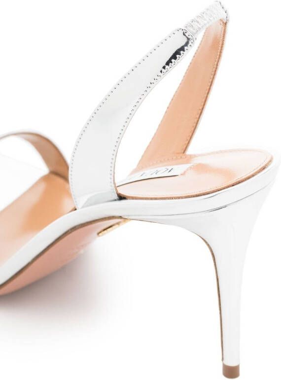 Aquazzura So Nude metallic slingback sandalen Zilver