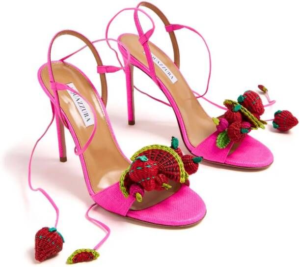 Aquazzura Strawberry Punch sandalen met T-bandje Roze