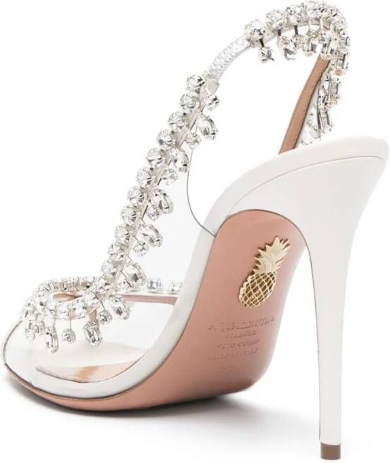 Aquazzura Temptation Crystal slingback pumps Wit