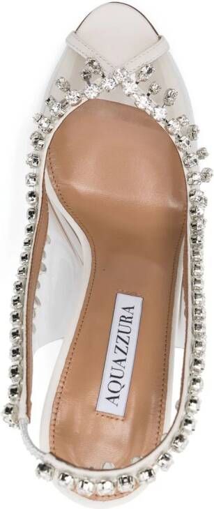 Aquazzura Temptation Crystal slingback pumps Wit