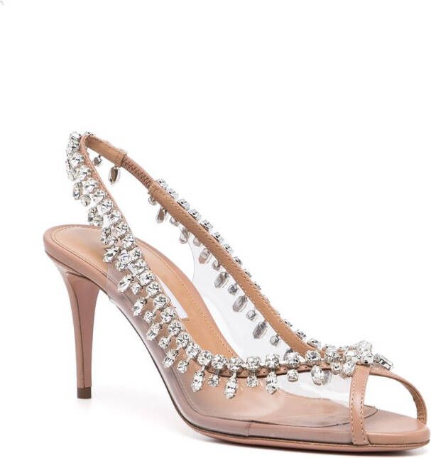 Aquazzura Temptation Crystal slingback pumps Wit