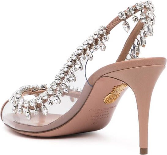 Aquazzura Temptation Crystal slingback pumps Wit