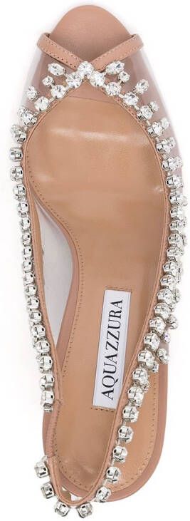 Aquazzura Temptation Crystal slingback pumps Wit