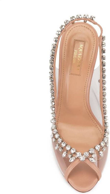 Aquazzura 110 mm Temptation pumps verfraaid met kristallen Beige