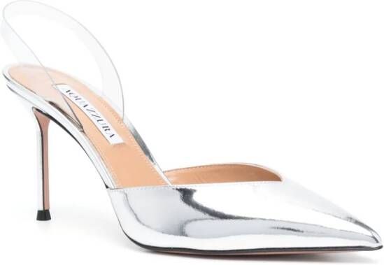 Aquazzura V Plexi slingback pumps Zilver