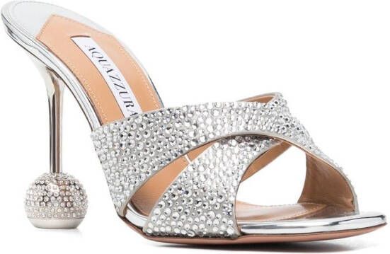 Aquazzura Yes Darling muiltjes met kristal Zilver