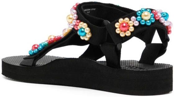 Arizona Love Trekky sandalen verfraaid met parels Zwart