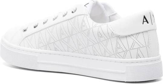 Armani Exchange Geperforeerde sneakers met logopatroon Wit