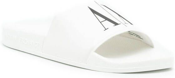 Armani Exchange Slippers met logoprint Wit