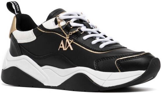 Armani Exchange Sneakers met logo amulet Zwart