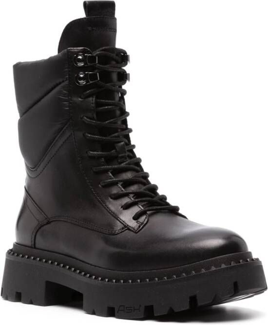 Ash Leren combat boots Zwart
