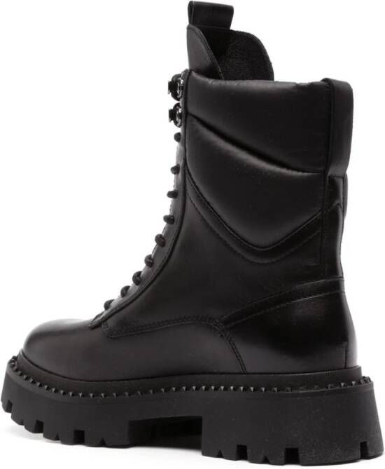 Ash Leren combat boots Zwart