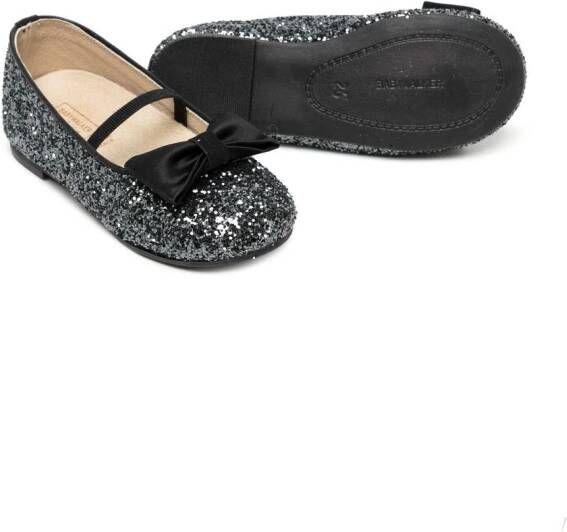 BabyWalker glitter bow-embellished ballerina shoes Zwart