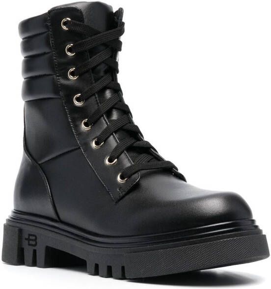 Baldinini Leren combat boots Zwart