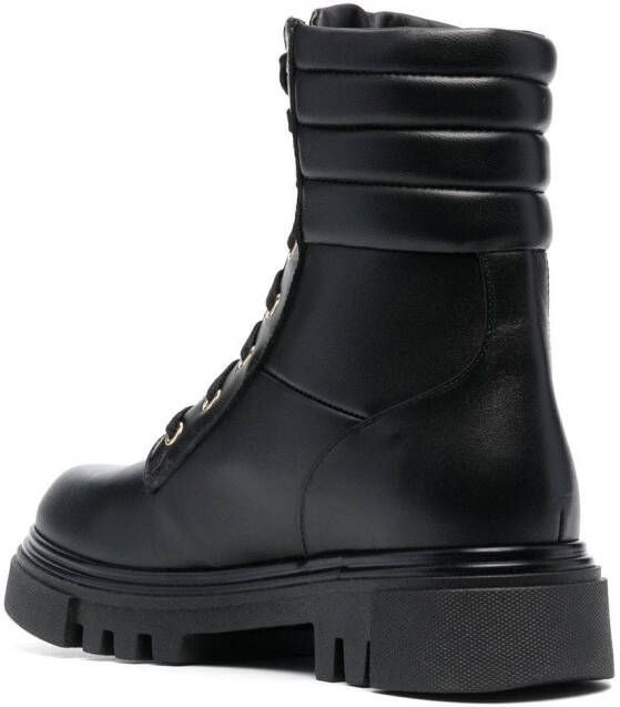 Baldinini Leren combat boots Zwart