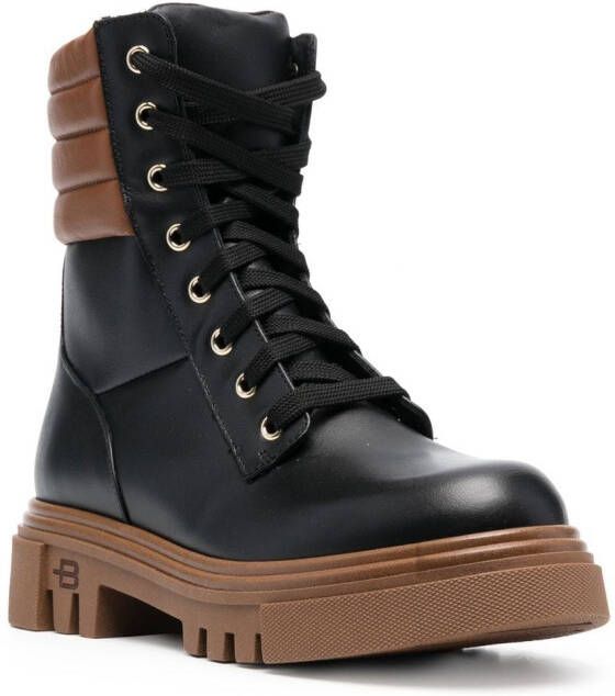 Baldinini Leren combat boots Zwart