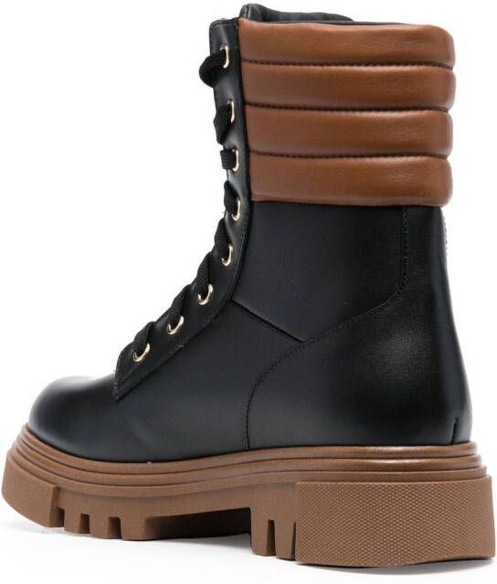 Baldinini Leren combat boots Zwart