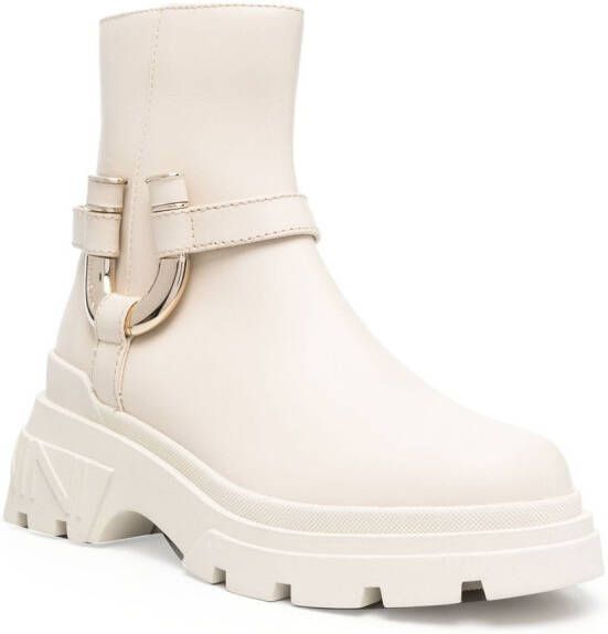 Baldinini Leren enkellaarzen Beige