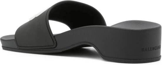 Balenciaga 40 mm slippers met logo-applicatie Zwart