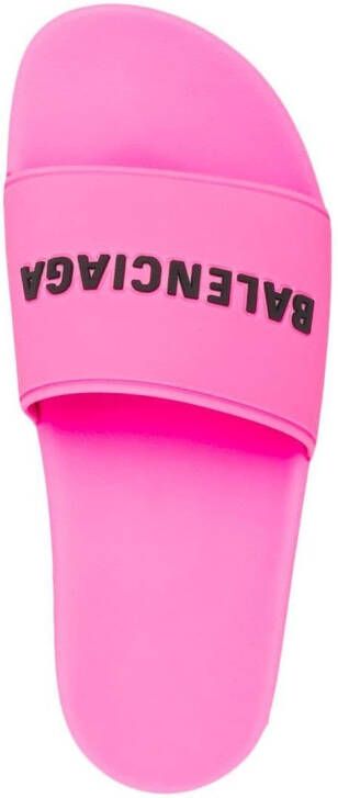 Balenciaga Badslippers met logo Roze