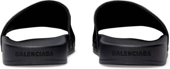 Balenciaga Badslippers met monogram Zwart