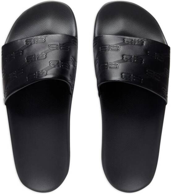 Balenciaga Badslippers met monogram Zwart