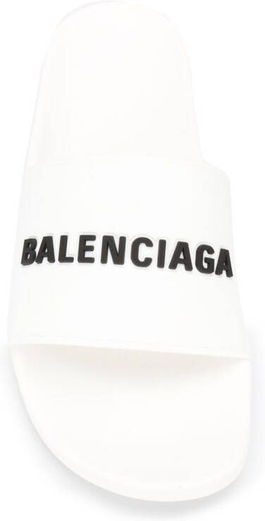 Balenciaga Badslippers met logo-reliëf Wit