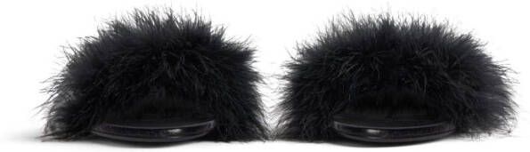 Balenciaga Boudoir 70 mm muiltjes met veren Zwart