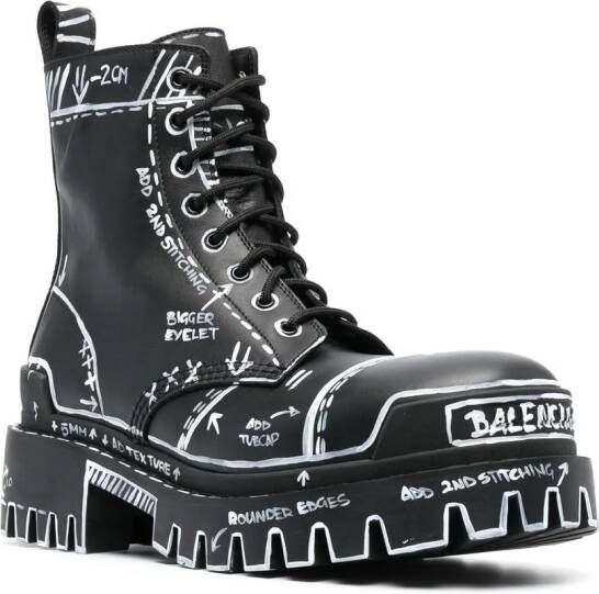 Balenciaga Combat boots met print Zwart