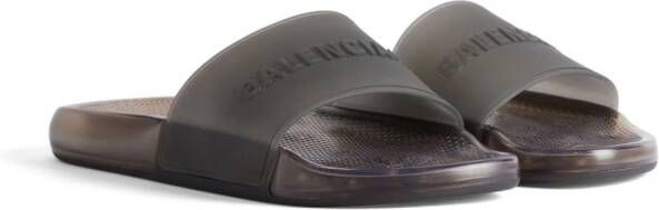 Balenciaga Doorzichtige slippers met logo-reliëf Zwart