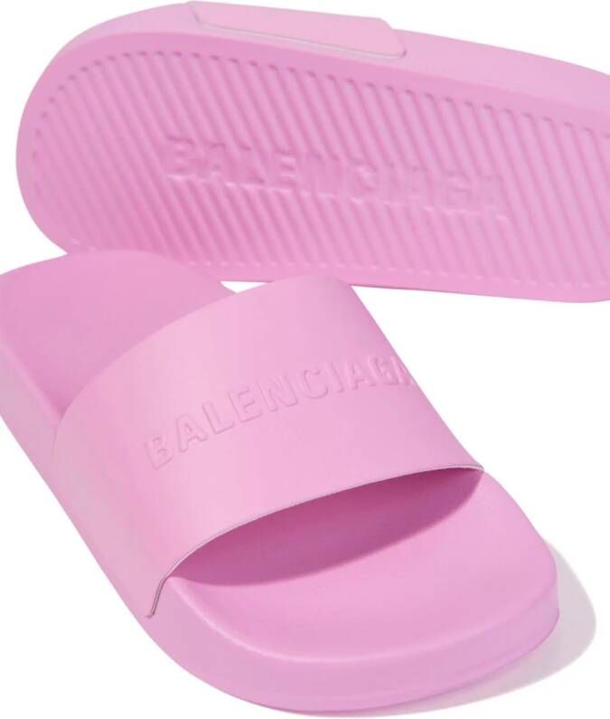 Balenciaga Kids Slippers met logo-reliëf Roze