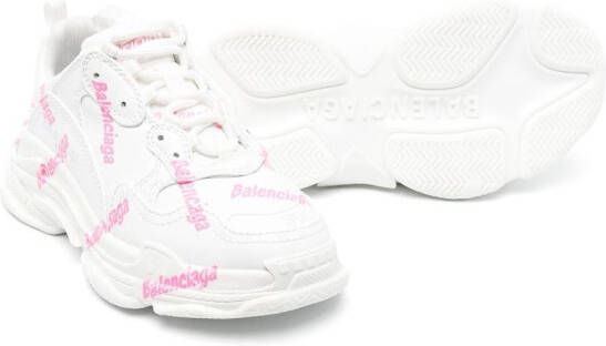 Balenciaga Kids Sneakers met logoprint Wit