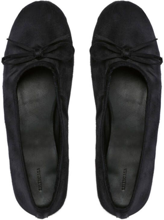 Balenciaga Leopold satijnen ballerina's Zwart