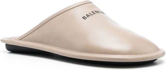 Balenciaga Slipper met logoprint Beige